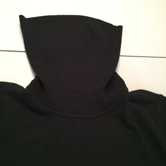 Boxy Cropped Knit Polo/Turtle neck sweater sz M - Black - Picture 6 of 15
